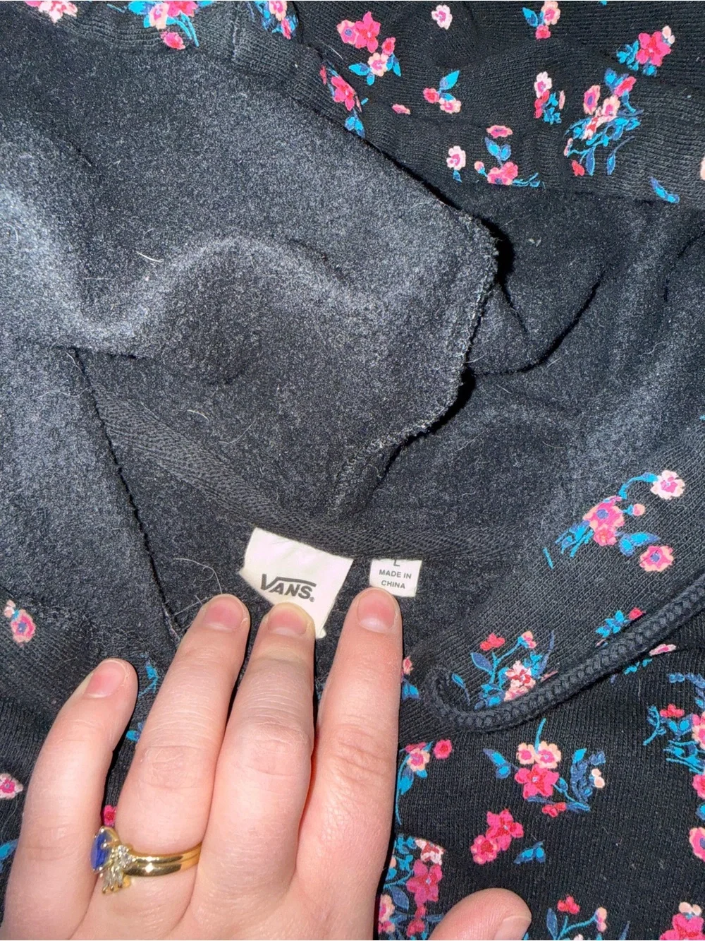 Vans Black Hoodie with Pink & Blue Floral Print - Picture 2 of 2